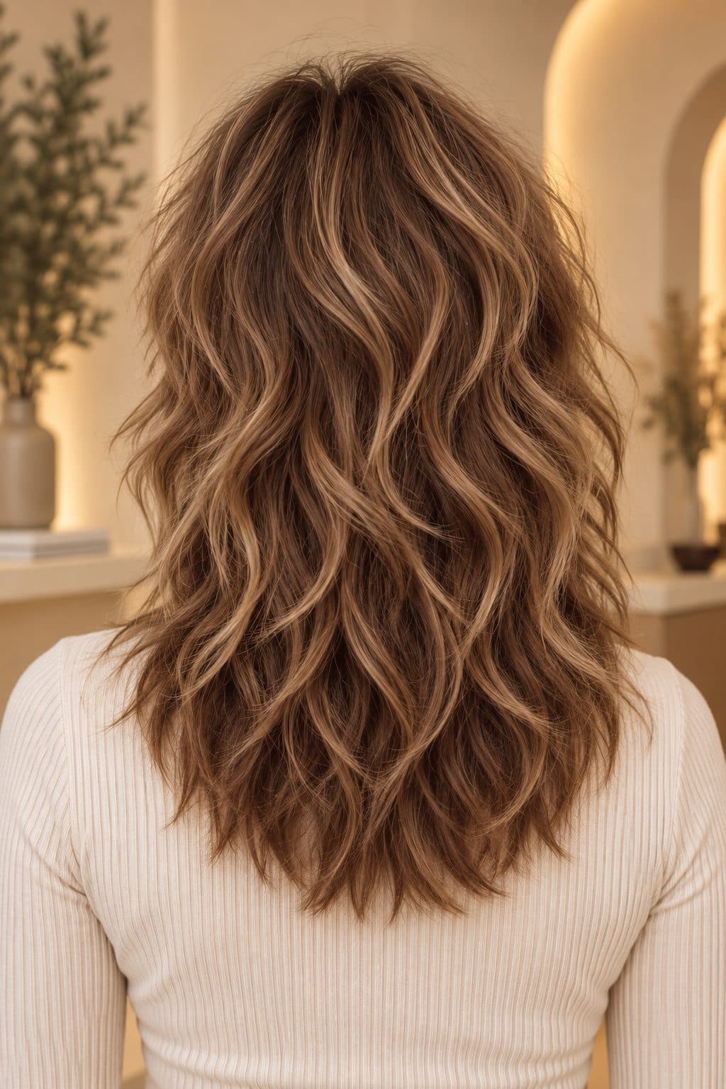 Shag met highlights — achteraanzicht